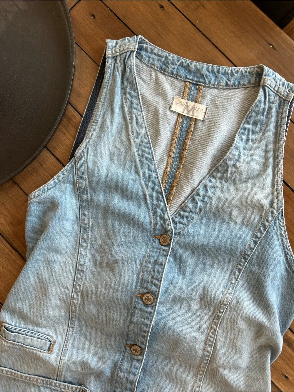 Free People We the Free Out of Office Vest Dress Denim M